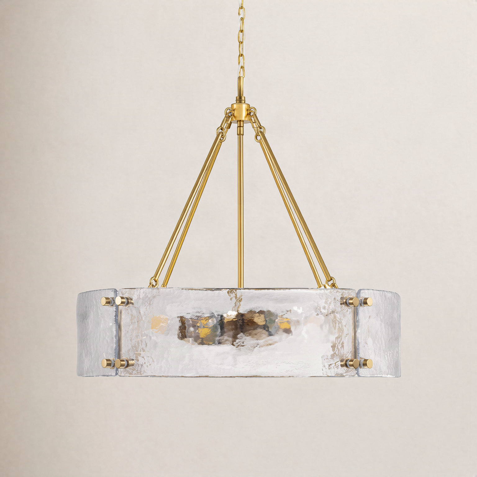 Nicola 6-Light Dimmable Glass Drum Chandelier, Clear
