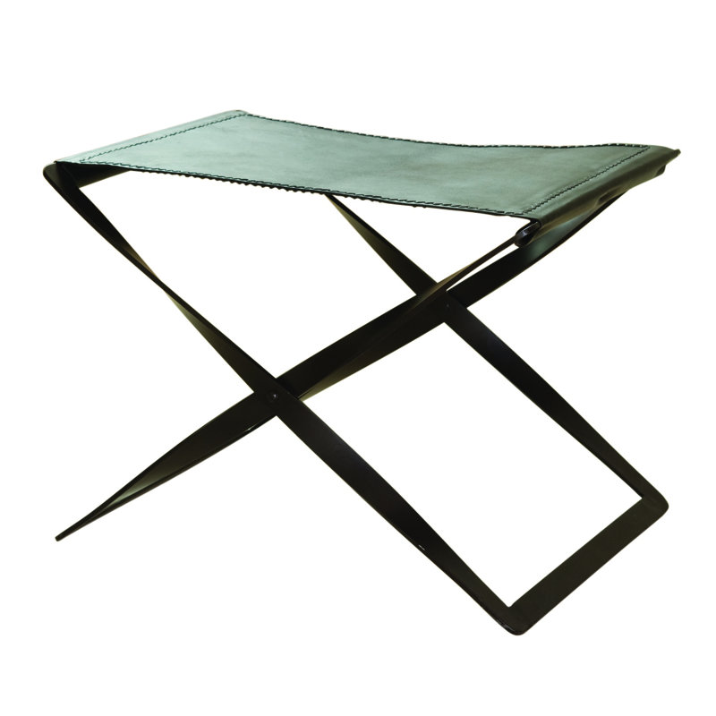Folding Stool-Brown Leather