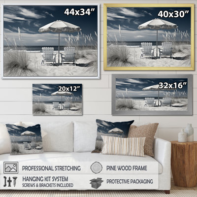 Amatallah Black And White Beach Chairs - Coastal Beach Wall Decor