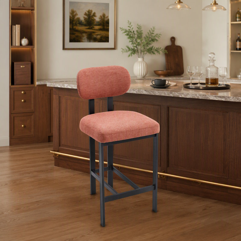 Ensemble de deux tabourets de bar rembourrés modernes avec des sièges confortables et des pieds robustes, idéaux pour les salles à manger et les îlots de cuisine