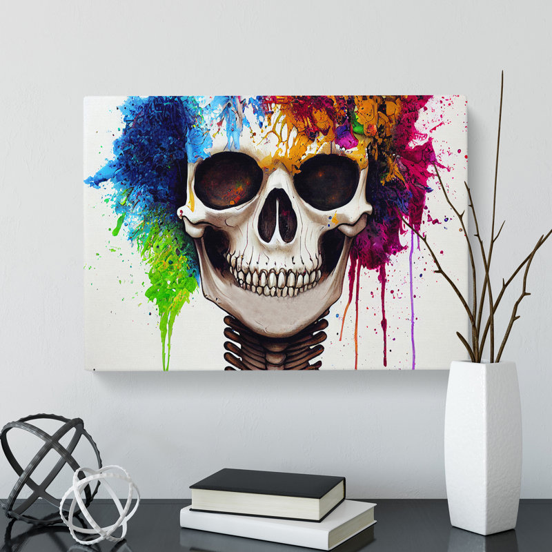 Skull Paint Splatter Vol.4 Abstract - Wrapped Canvas, 35cm H x 50cm W x 3cm D
