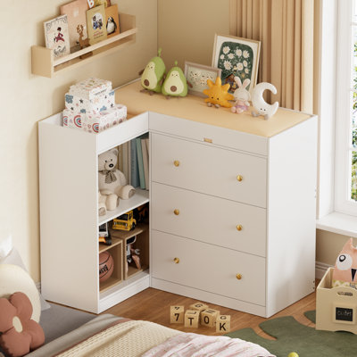 Casanookk Baby Changing Table Dresser,dresser For Nursery With 3 Drawers And 2 Shelves,multi-functional Baby Changing Table,changing Station Nursery Organizer For Bedroom,white