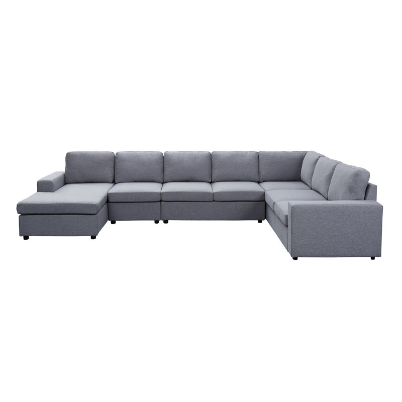 Hayden 146.5'' Wide Polyester Reversible Modular Sofa & Chaise, Light Gray 100% Polyester