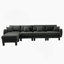 Canapé-lit modulaire convertible en forme de L à 4 places avec accoudoirs en forme de coquille distinctive, repose-pieds amovible et pieds cylindriques pour des espaces de vie polyvalents-105142323