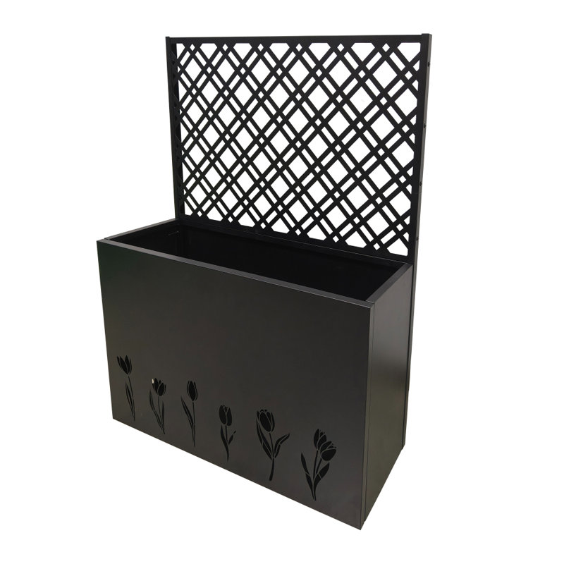 Tall Metal Planter Box, Raised Garden Bed with Trellis