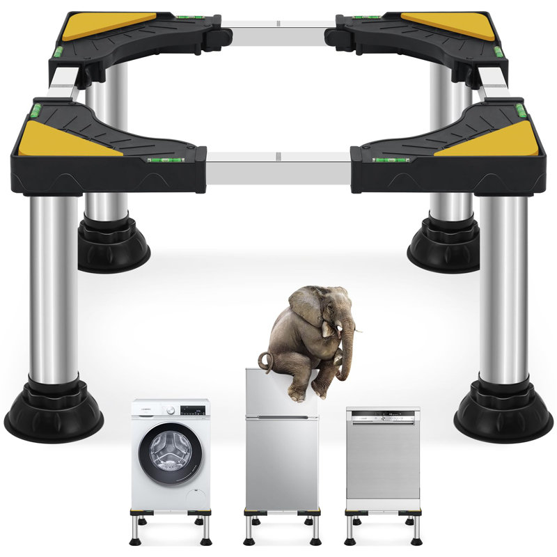 Mini support pour machine à laver et sécheuse pour réfrigérateur de 19 à 27 pouces avec base de support pour machine à laver et piédestal 4 pieds (hauteur réglable de 11,8 à 12,8 po)