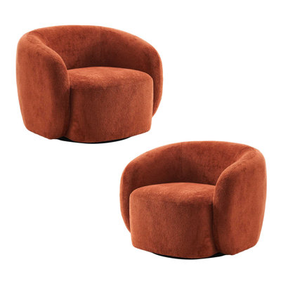 Coheman Upholstered Swivel Accent Chairs, Boucle Swivel Barrel Chair, Arm Chairs for Small Space