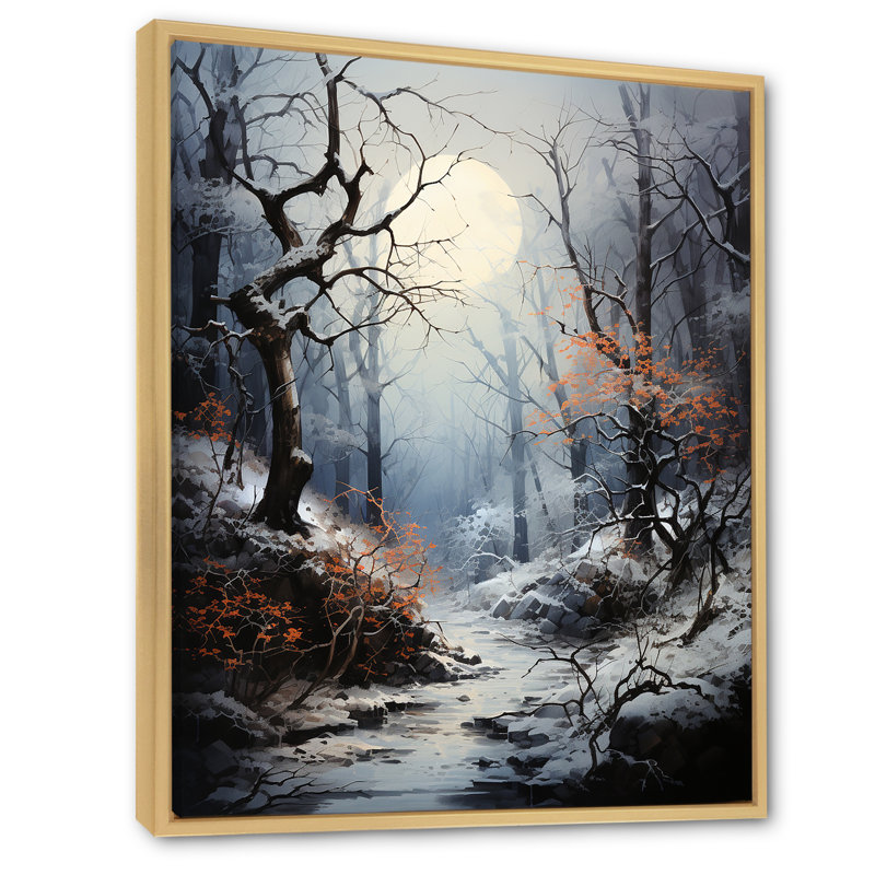 Moonlit Shadows In Winter IV sur toile, Cadre flottant naturel, H 32 po x l 24 po x P 1 po