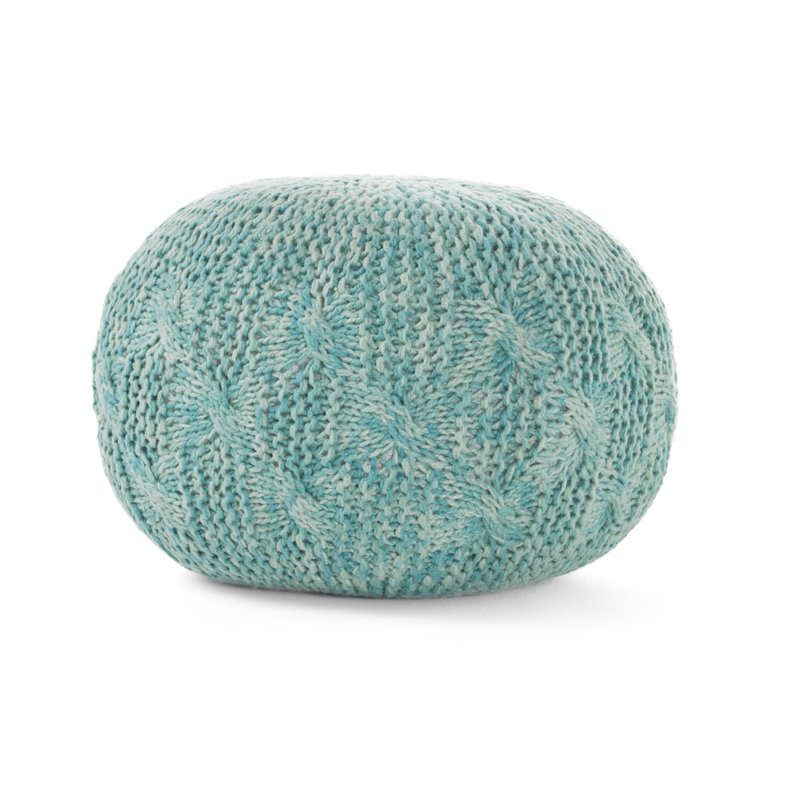 Pouf rond tricoté à la main Baltazar, tabouret d'appoint turquoise - Repose-pieds de coussin de sol multifonctionnel pour la décoration du salon