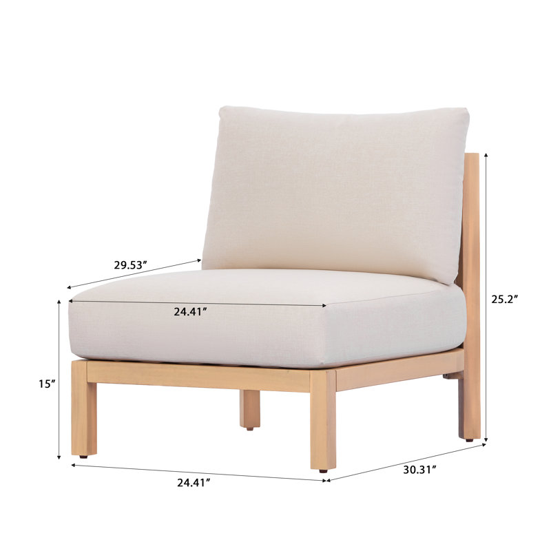 Ventura Modern Coastal Acacia Wood Outdoor Club Chair with Rope-Woven Back and Deep Seat Cushions, 2