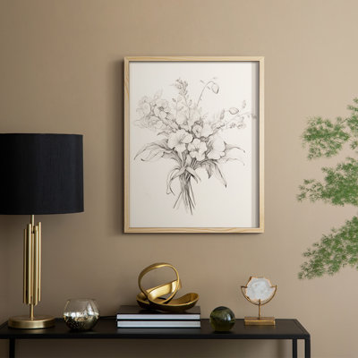 Vintage Floral Print XVI Framed Print - Solid Wood