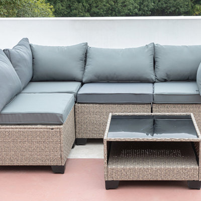 Ensemble de mobilier de patio, canapé modulaire d'extérieur toutes saisons avec coussins épais et résistants à l'eau (canapé de patio)