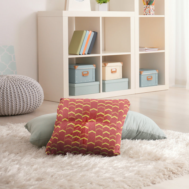 Coussin Rhonda, 26 po x 26 po, Rouge / Jaune
