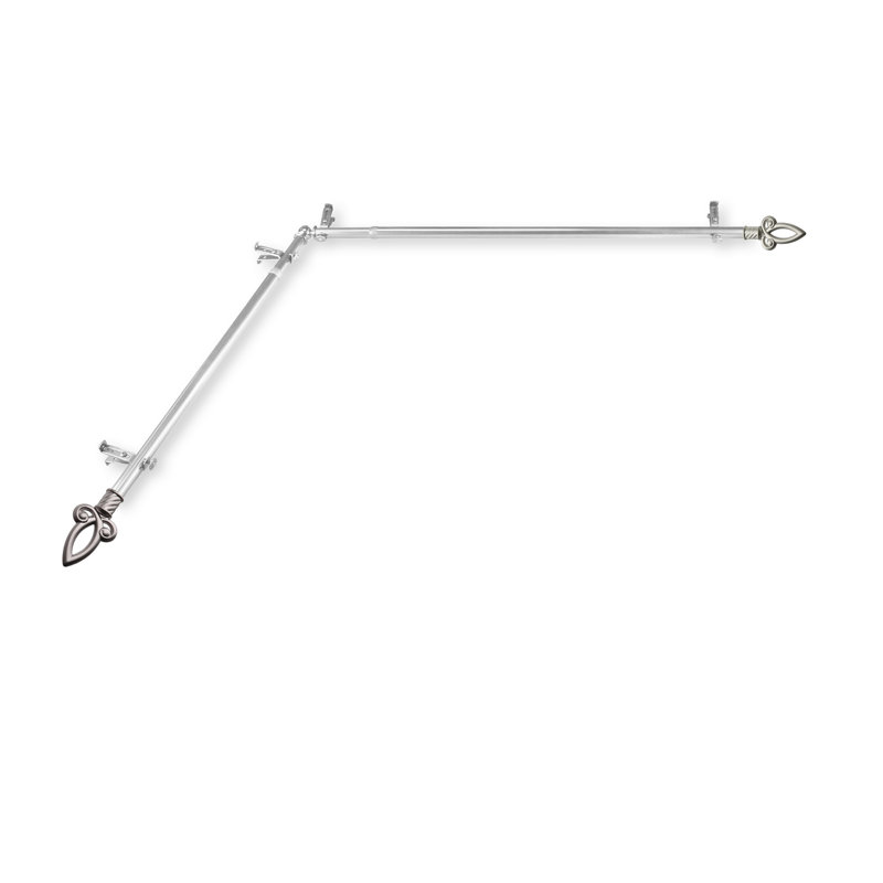 Tringle à rideaux simple pour fenêtre d'angle Futch, 28 po à 48 po, Nickel satiné