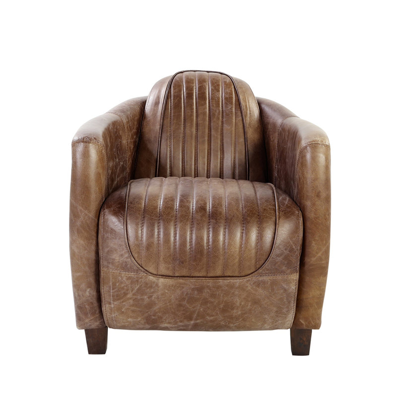 Chaise en cuir et aluminium rétro Brancaster