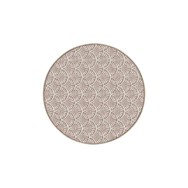 Tapis abstrait en chenille / polyester tissé à la main rose Fiontan, Rond 7 pi