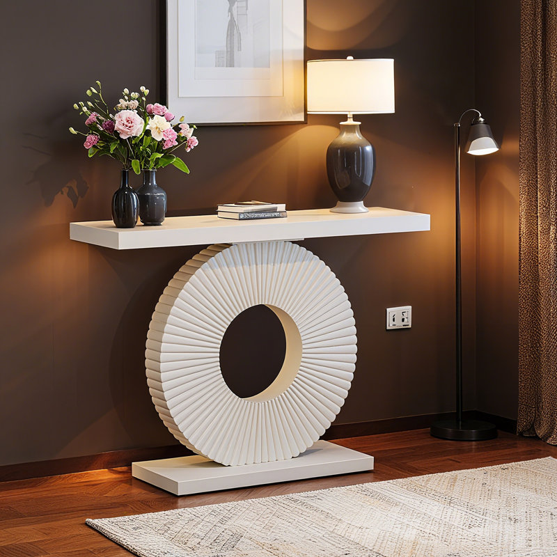 Console moderne avec base géométrique, Blanc