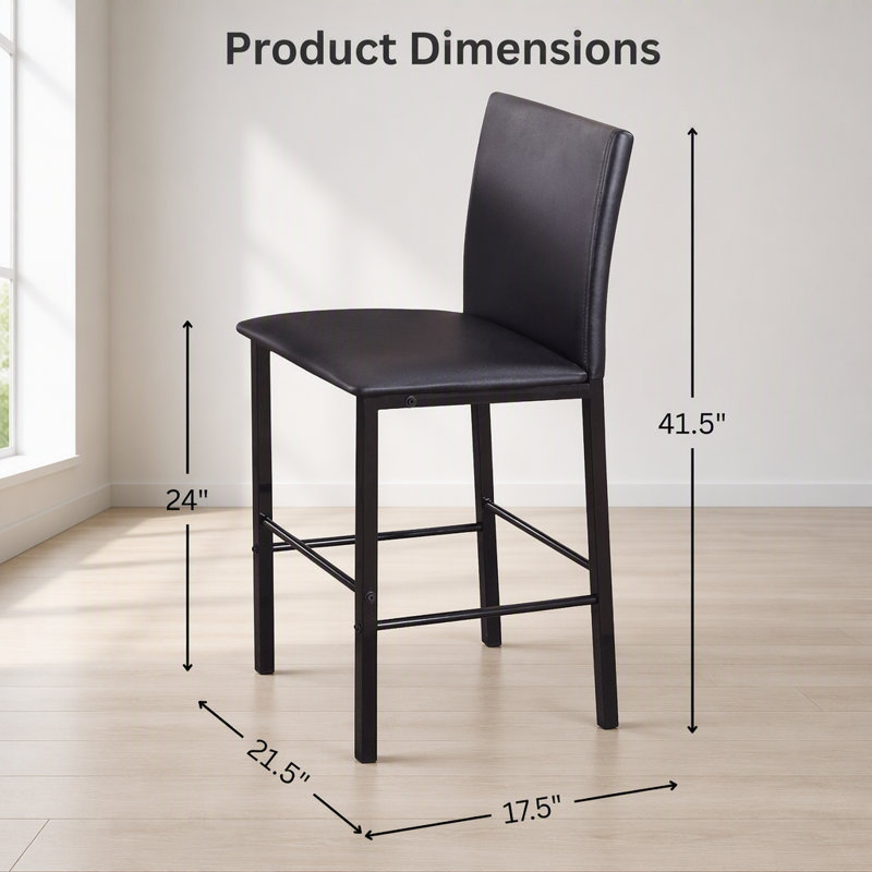 Chaises de salle à manger à hauteur de comptoir en métal Citico, cadre en métal noir, ensemble de 4