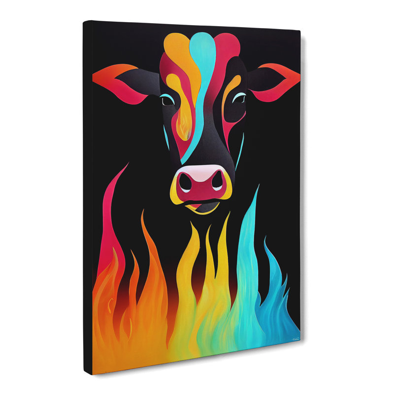 Cow Flame - Wrapped Canvas, 76cm H x 50cm W x 3cm D
