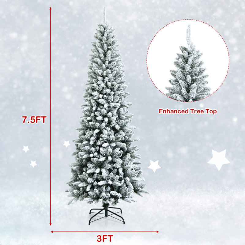 Arbre de Noël artificiel blanc effilé, H 7,5 pi