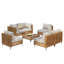 Ensemble de conversation d'extérieur en osier naturel, meubles de patio modulaires avec coussins