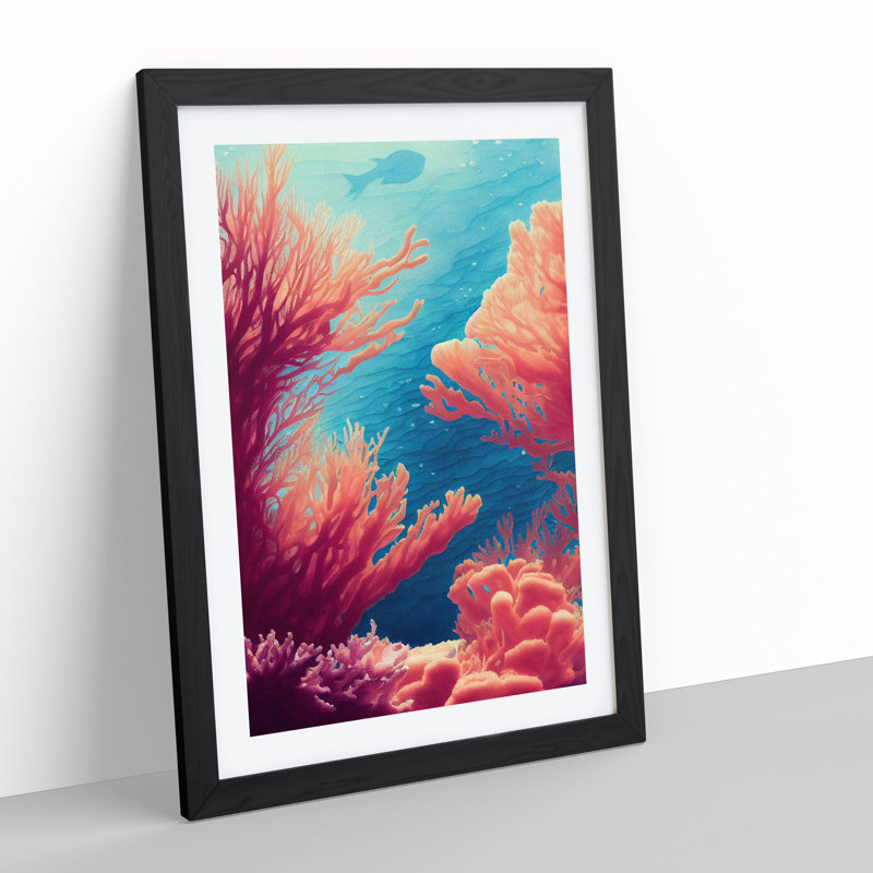 Stupendous Coral Reef - Wall Art, Black Framed Paper, 66cm H x 48cm W, White