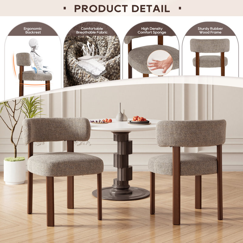 48.5cm H Upholstered Upholstered Back Side Chair, Camel Fabric
