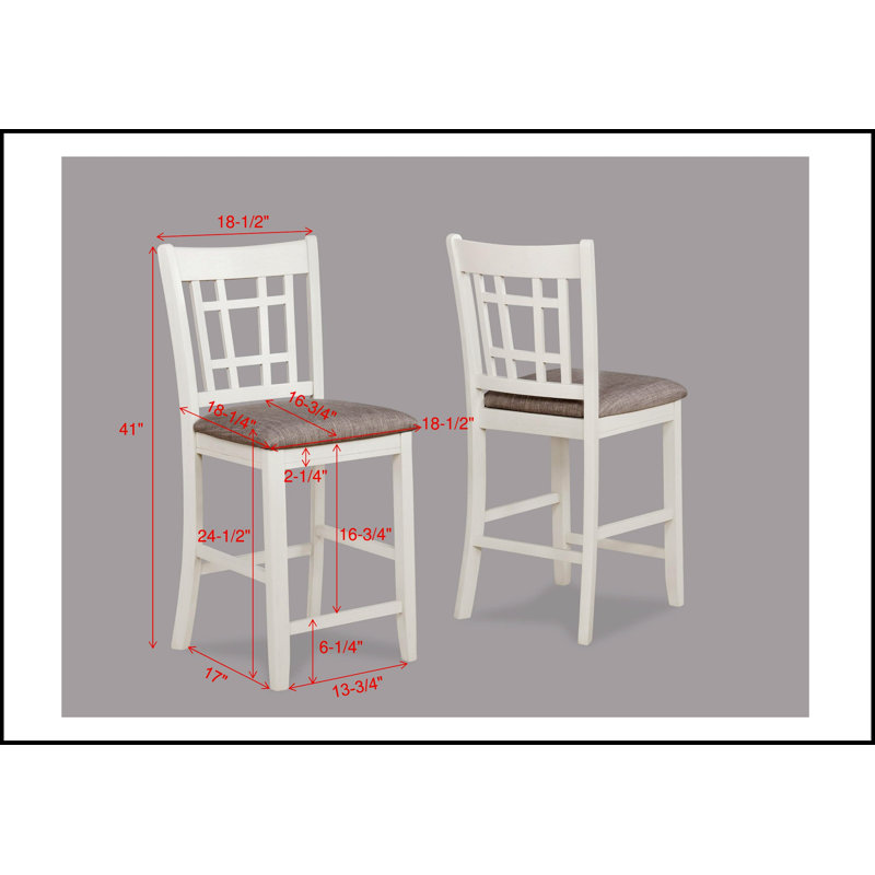2pc Counter Height Upholstered Pub Chairs, Solid Wood, Chalk Gray, Comfortable and Durable for Modern Farmhouse Dining, White