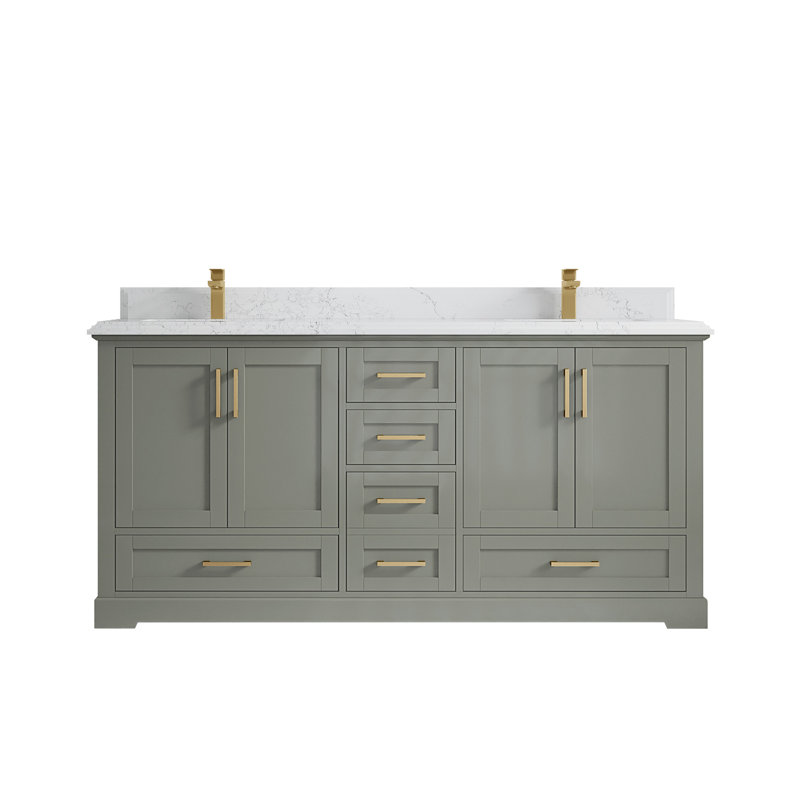 Ensemble de meuble-lavabo double 72 po Esin, Blanc foncé
