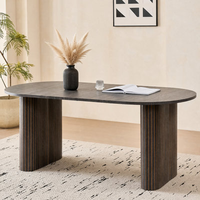 70.8" Oval Dining Table for 4, Modern Farmhouse Kitchen Table for 6, Rustic Large Dinner Table for Dining Reception Room