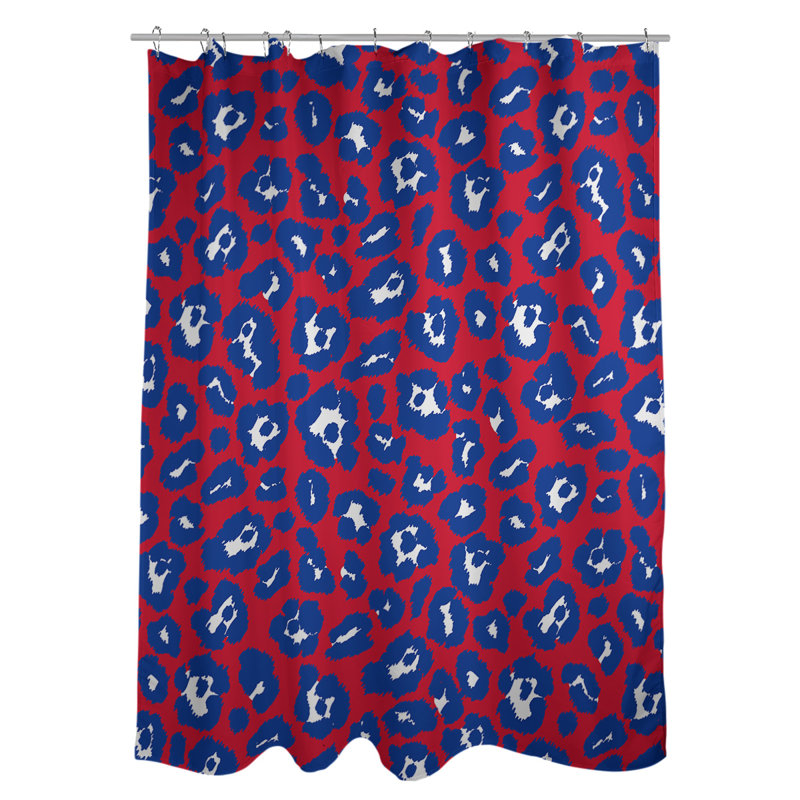 Ensemble de rideau de douche 2 pièces à imprimé animal, Rouge / bleu / blanc