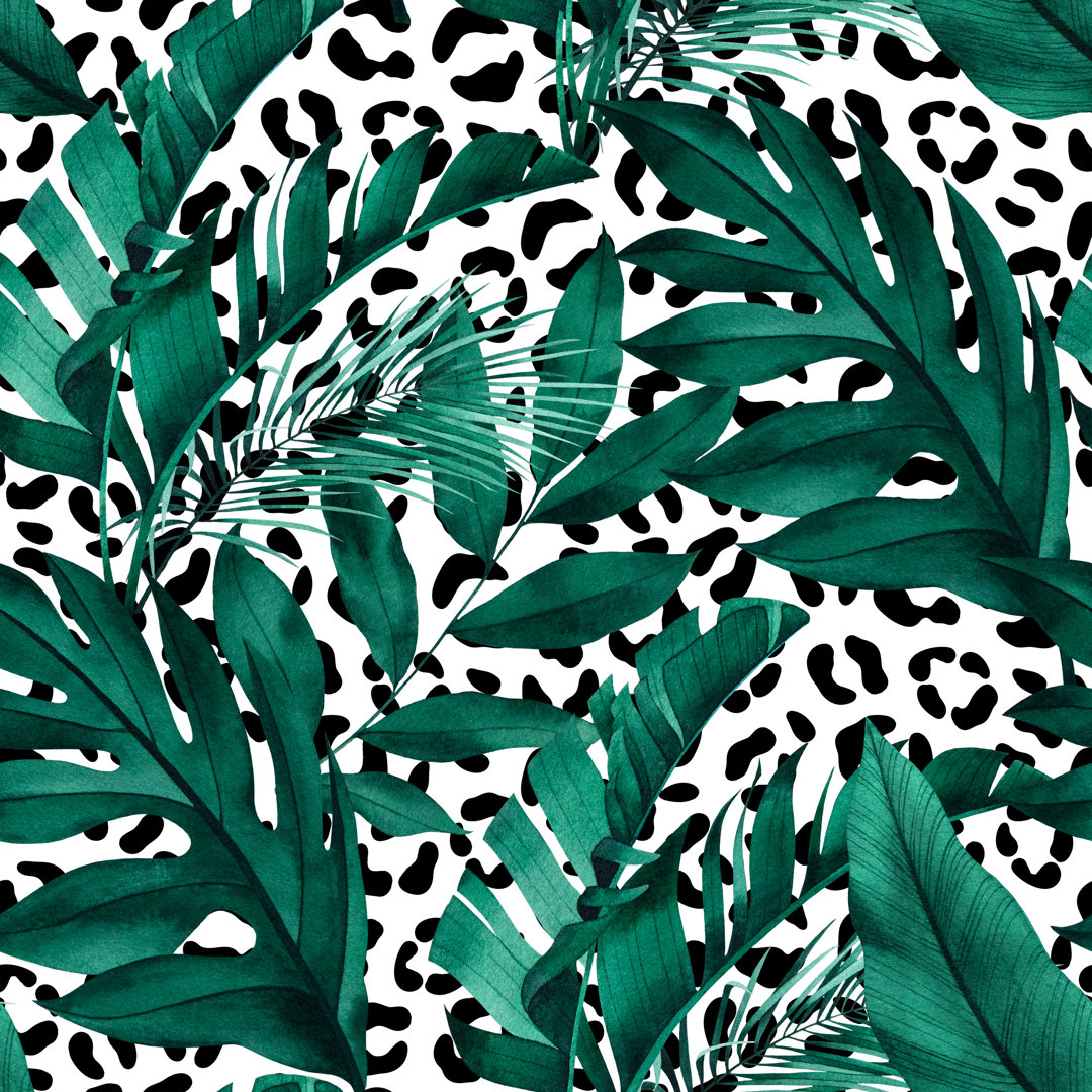 Leinwandbild Tropical Seamless Pattern with Exotic Monstera von Evgeniya Ivanova