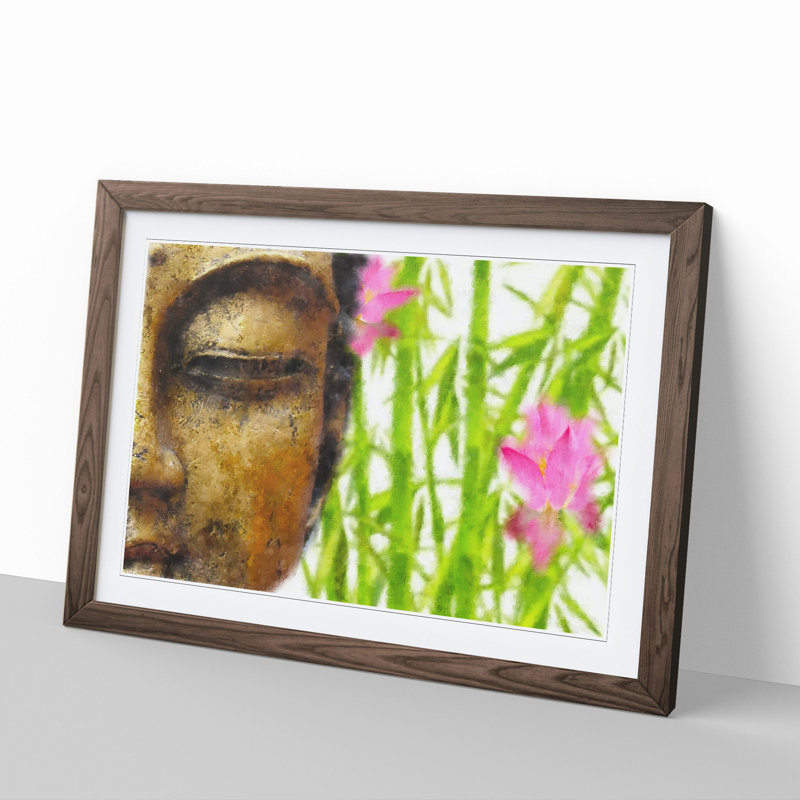 Buddha Statue Vol.8 - Picture Frame Painting, 27cm H x 36cm W x 2cm D, Walnut Framed
