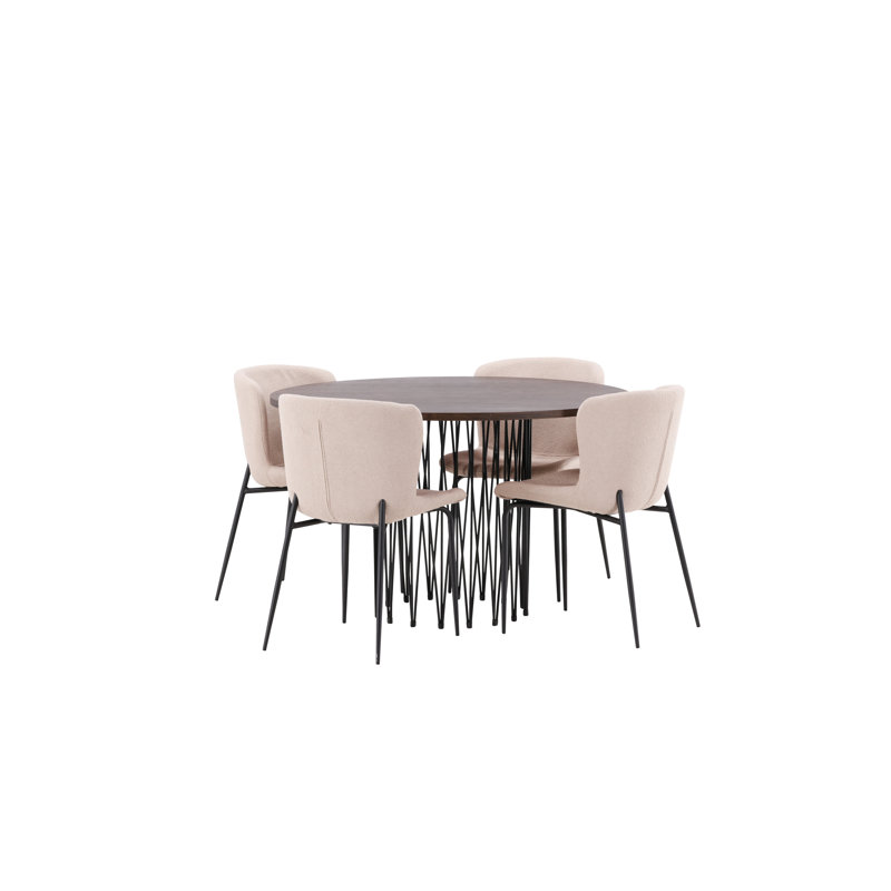 Huron 4 - Person Dining Set, Dark Grey, Dark Grey