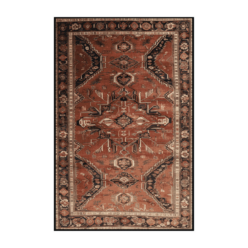 Tapis brun lavable à la machine, Rectangulaire 7 pi x 10 pi
