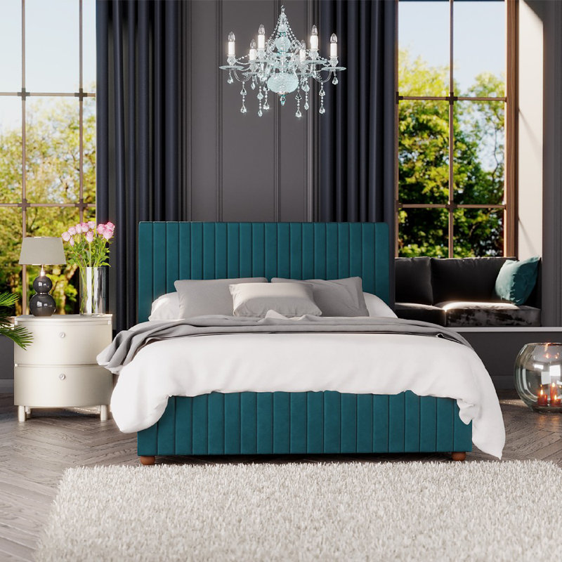 Upholstered Ottoman Bed, Small Double (4'), Emerald