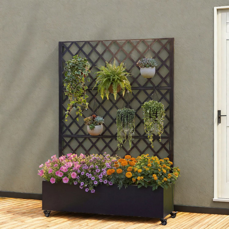 Jardinières mobiles en métal 47x16x73