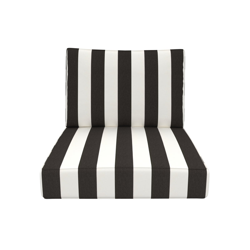 Coussin de chaise Sunge, 25 po x 26 po, Cabana classique à rayures noires Sunbrella®