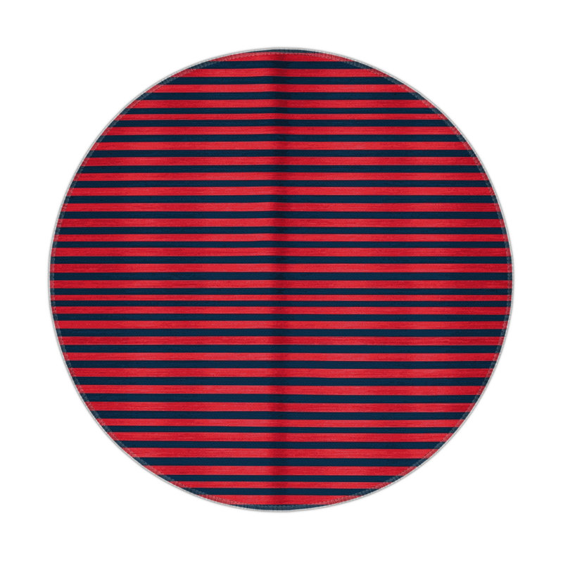 Tapis intérieur / extérieur bleu HorizontalStripes, Rond 5 pi