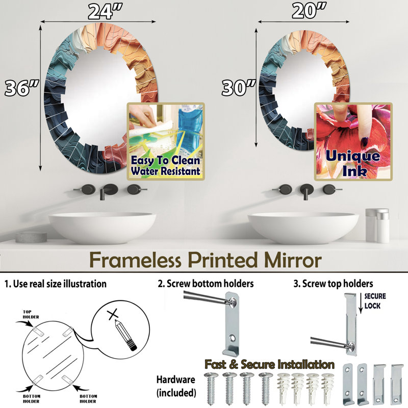 Erzulie - Miroir mural moderne ovale, 30 po x 20 po
