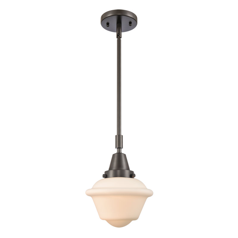 Luminaire suspendu pour école simple à 1 lumière Frand, Blanc mat, Ampoule non incluse, Bronze huilé