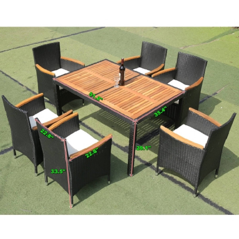 Ensemble de salle à manger d'extérieur 7 pièces convenant aux soirées patio et aux causeuses
