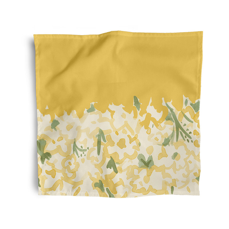 Lonston Abstract Floral Field Napkins, Yellow