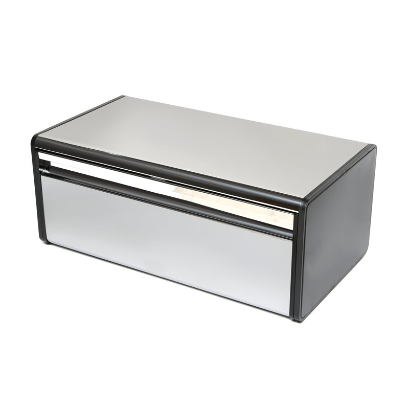 Brilliant Steel Bread Box with Black Accents