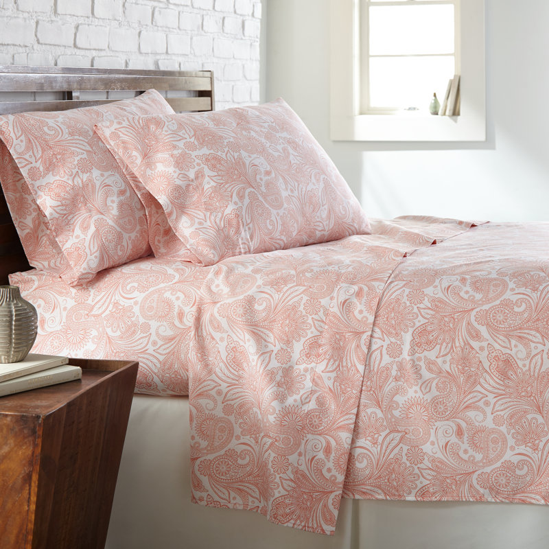 Pure Melody Aqua Queen Paisley Microfiber Sheet Set