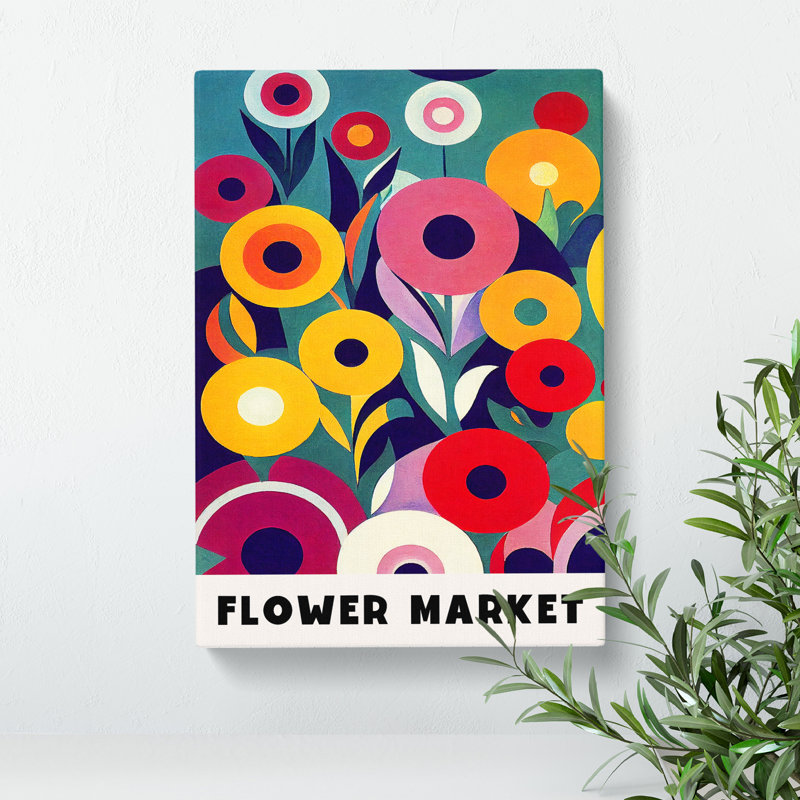 Retro Flower Market Exhibition No.2 - Wrapped Canvas, 50cm H x 35cm W x 3cm D