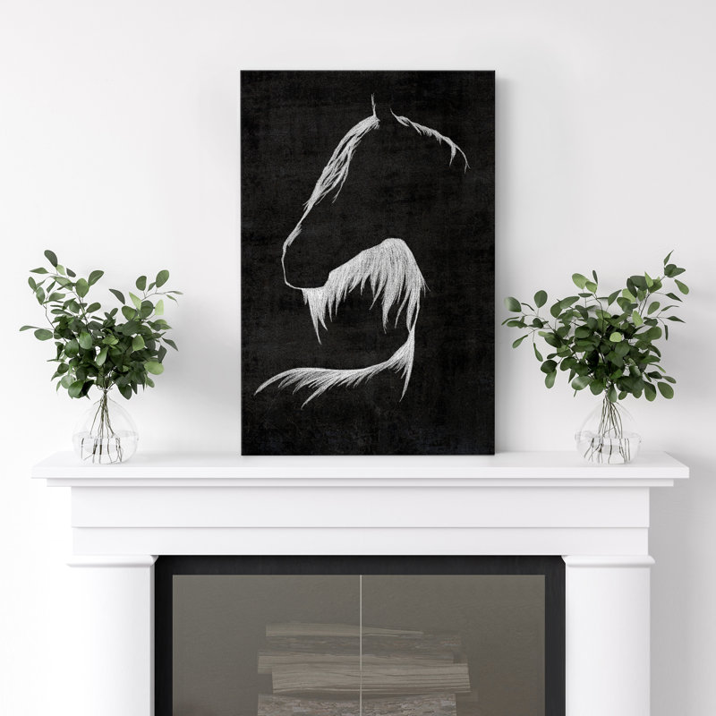 Cheval, croquis sur toile noire, impression sur toile - Accent décoratif pour n'importe quelle pièce, Toile tendue