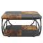 Table basse carrée 39 "avec tablette de rangement - Table basse à 2 niveaux avec structure incurvée en métal robuste