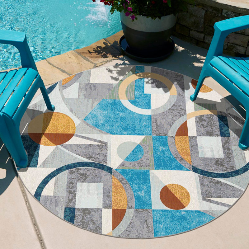 Keazia Indoor/Outdoor Area Rug, Round 10'