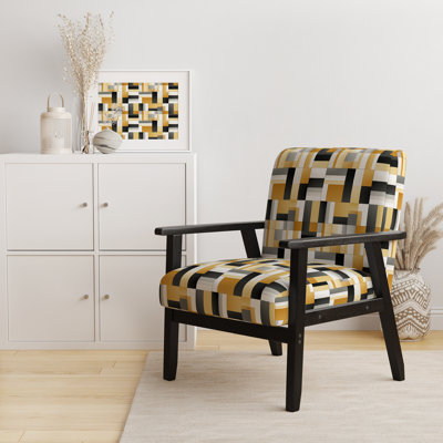 Chaise avec accoudoirs décorative moderne et contemporaine en velours géométrique Harmony Blocks